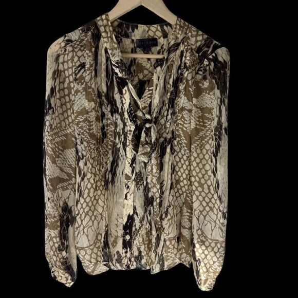 Hale Bob 100% Silk Chiffon Self Tie Blouse Sz XS - Picture 1 of 7